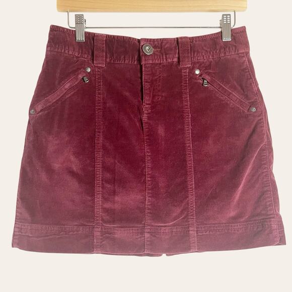 Athleta Roseville Burgundy Red Corduroy Mini Skirt Size 2 - Picture 1 of 7